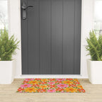 Bright Flowers and Bees Yellow Pink Orange Green Floral Welcome Mat Gallery Image 3
