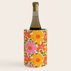 Bright Flowers and Bees Yellow Pink Orange Green Floral Wine Chiller Gallery Image 3