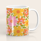 Bright Flowers and Bees Yellow Pink Orange Green Floral Coffee Mug Gallery Image 1