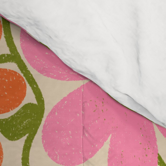 Bright Flowers and Bees Yellow Pink Orange Green Floral Comforter Gallery Image 4