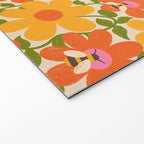 Bright Flowers and Bees Yellow Pink Orange Green Floral Welcome Mat Gallery Image 2