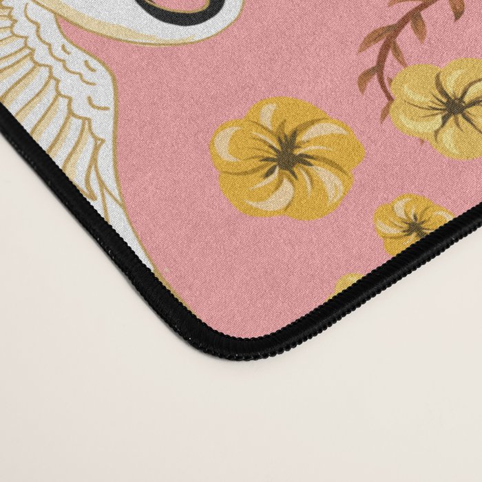 Chinoiserie cranes on pink, birds, flowers,  Desk Mat Gallery Image 4