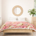 Chinoiserie cranes on pink, birds, flowers,  Duvet Cover Gallery Image 3