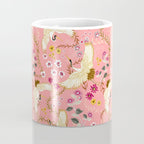 Chinoiserie cranes on pink, birds, flowers,  Coffee Mug Gallery Image 4