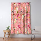 Chinoiserie cranes on pink, birds, flowers,  Window Curtain Gallery Image 5