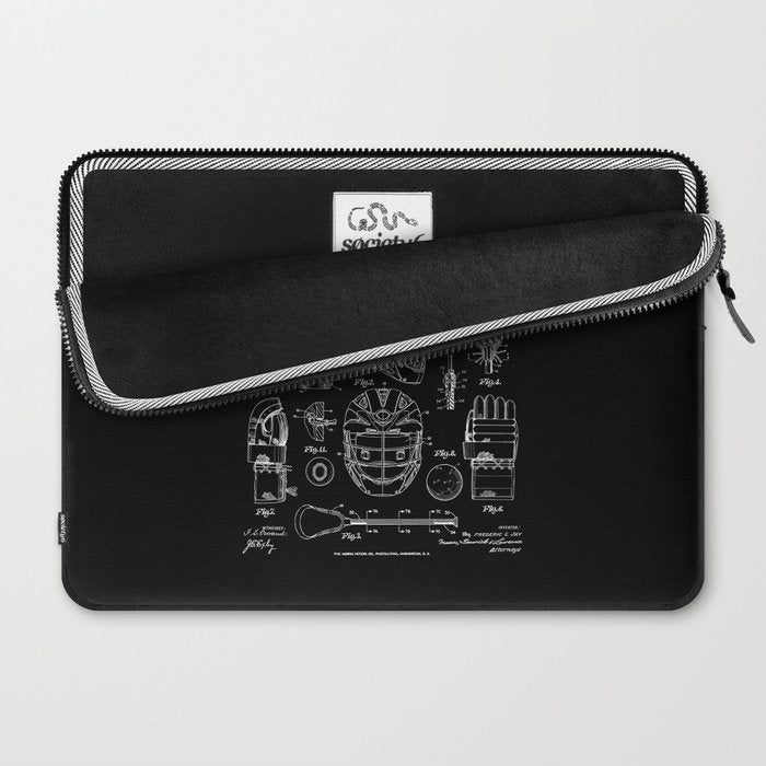 Lacrosse Player Equipment Vintage Patent Drawing Print Laptop Sleeve Gallery Image 2