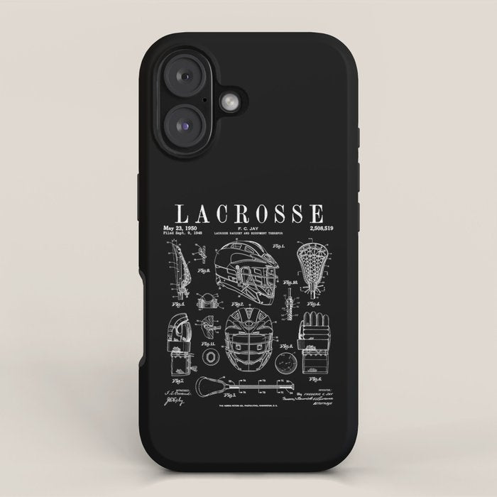 Lacrosse Player Equipment Vintage Patent Drawing Print Iphone Case