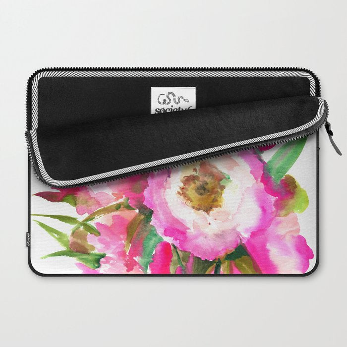 Pink Peonies, garden pink floral design, pink flowers Laptop Sleeve Gallery Image 2