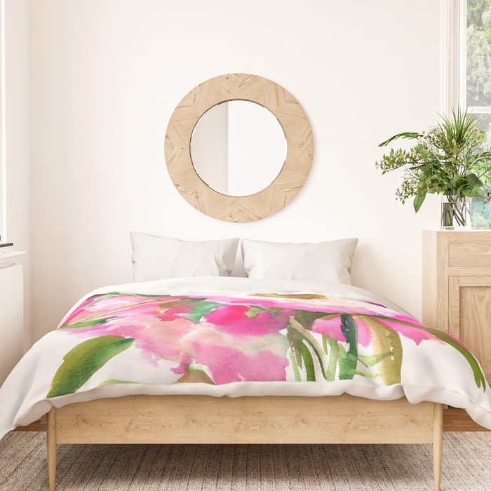 Pink Peonies, garden pink floral design, pink flowers Duvet Cover Gallery Image 3