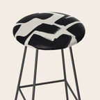 Mid Century Modern Minimalist Abstract Art Brush Strokes Black & White Ink Art Shapes Stool Gallery Image 2