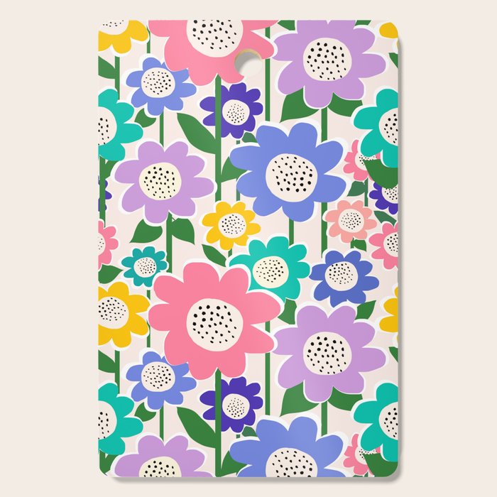 Flowerscape field - pastel Cutting Board Gallery Image 1