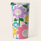 Flowerscape field - pastel Travel Mug Gallery Image 3