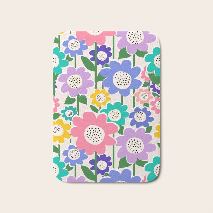 Flowerscape field - pastel Bath Mat Gallery Image 1