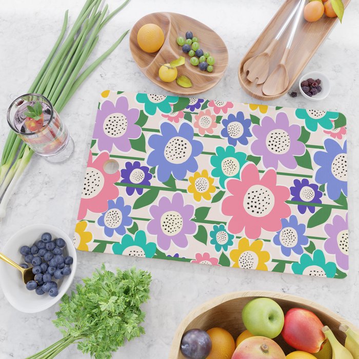 Flowerscape field - pastel Cutting Board Gallery Image 2