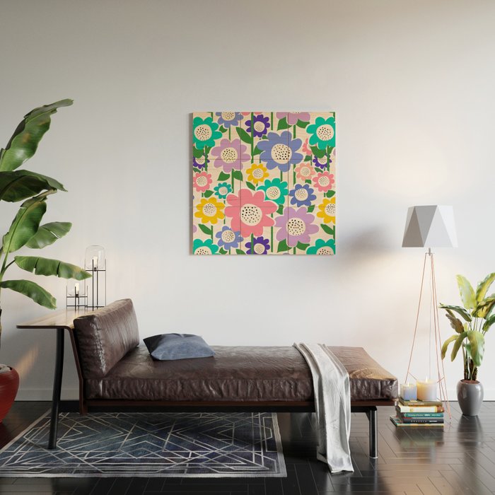 Flowerscape field - pastel Wood Wall Art Gallery Image 2