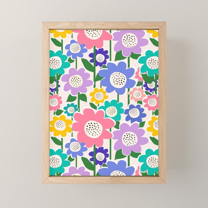 Flowerscape field - pastel Mini Art Print Gallery Image 1