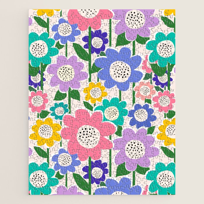Flowerscape field - pastel Jigsaw Puzzle Gallery Image 1