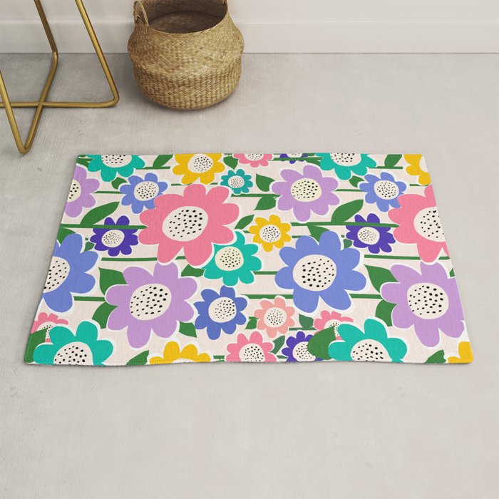 Flowerscape field - pastel Rug Gallery Image 1