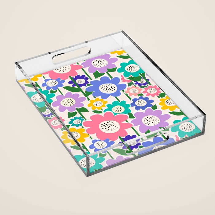 Flowerscape field - pastel Acrylic Tray Gallery Image 1