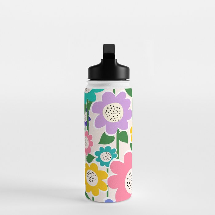 Flowerscape field - pastel Water Bottle Gallery Image 3