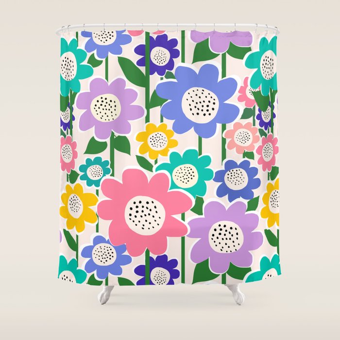 Flowerscape field - pastel Shower Curtain Gallery Image 1