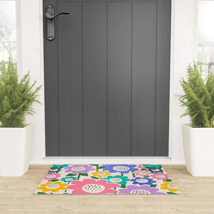 Flowerscape field - pastel Welcome Mat Gallery Image 3