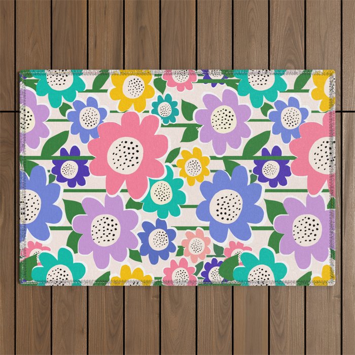 Flowerscape field - pastel Outdoor Rug Gallery Image 1