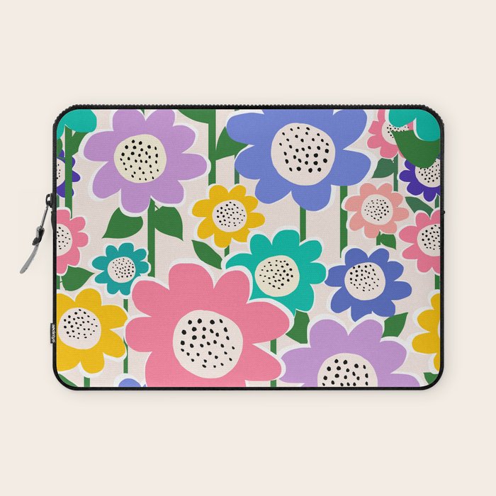 Flowerscape field - pastel Laptop Sleeve Gallery Image 1