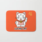 Lucky Cat Illustration Bath Mat Gallery Image 1