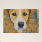 Gustav Klimt Style Dog with Blue and Gold Patterns Welcome Mat Gallery Image 1
