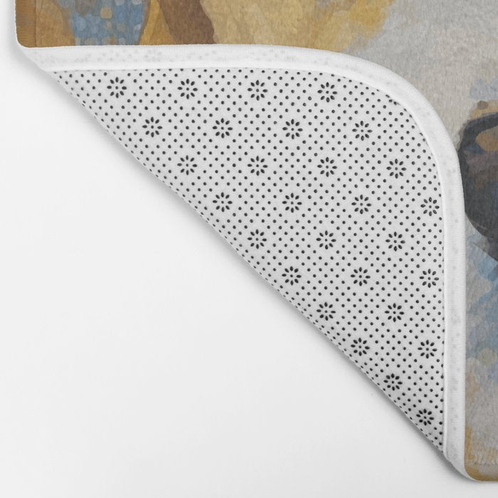 Gustav Klimt Style Dog with Blue and Gold Patterns Bath Mat Gallery Image 2