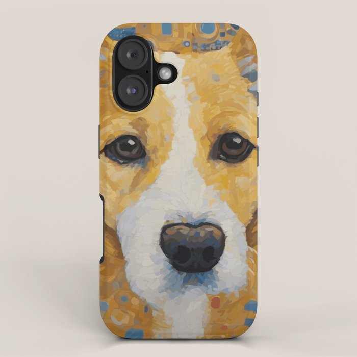 Gustav Klimt Style Dog with Blue and Gold Patterns iPhone Case Gallery Image 1