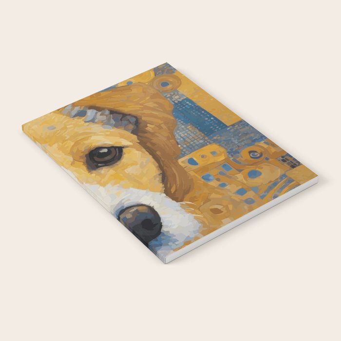 Gustav Klimt Style Dog with Blue and Gold Patterns Notebook Gallery Image 1