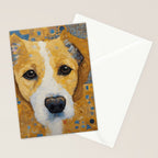 Gustav Klimt Style Dog with Blue and Gold Patterns Stationery Card Gallery Image 2