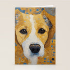 Gustav Klimt Style Dog with Blue and Gold Patterns Stationery Card Gallery Image 2