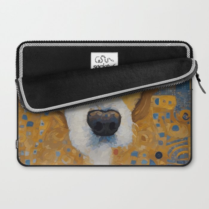 Gustav Klimt Style Dog with Blue and Gold Patterns Laptop Sleeve Gallery Image 2