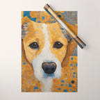 Gustav Klimt Style Dog with Blue and Gold Patterns Wrapping Paper Gallery Image 1