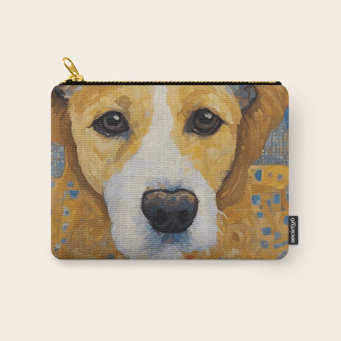 Gustav Klimt Style Dog with Blue and Gold Patterns Carry All Pouch Gallery Image 1