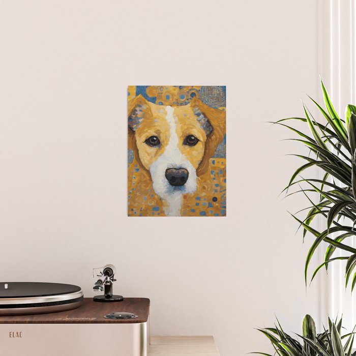 Gustav Klimt Style Dog with Blue and Gold Patterns Poster Gallery Image 2