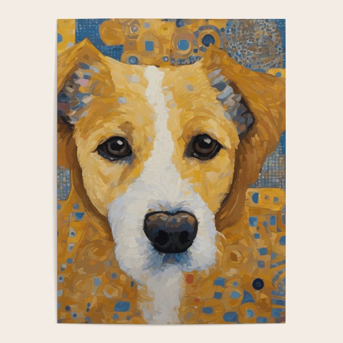 Gustav Klimt Style Dog with Blue and Gold Patterns Poster Gallery Image 4