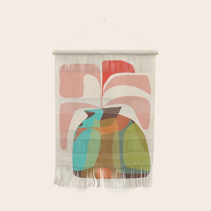 Abso 03 Colored Vase With Red Plant Wall Hanging Gallery Image 1