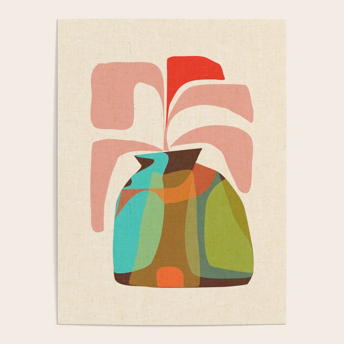 Abso 03 Colored Vase With Red Plant Poster