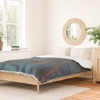 Antique Map Teal Blue and Copper Duvet Cover Gallery Image 2