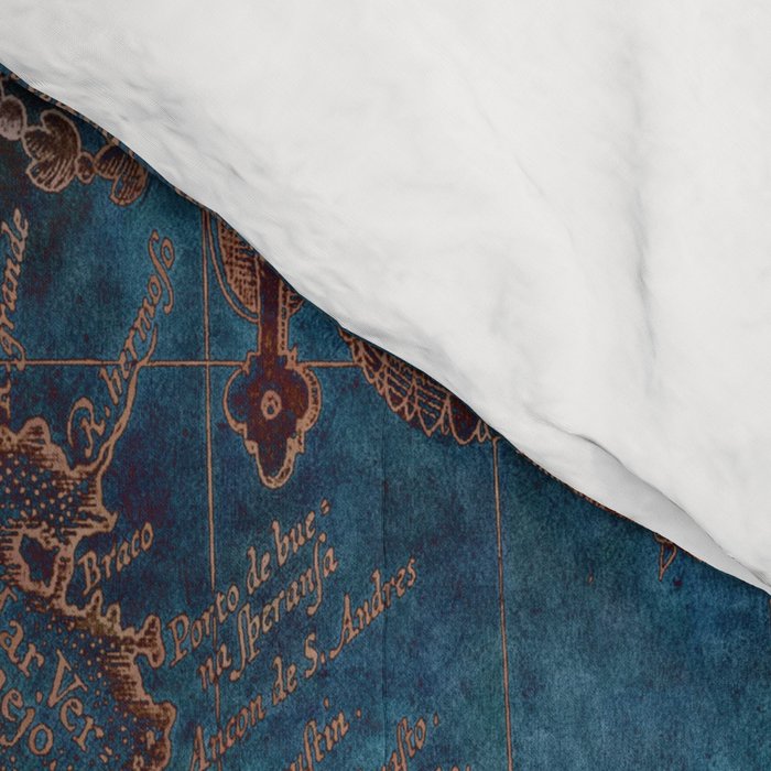 Antique Map Teal Blue and Copper Comforter Gallery Image 4