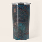Antique Map Teal Blue and Copper Travel Mug Gallery Image 1