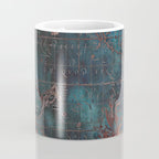 Antique Map Teal Blue and Copper Coffee Mug Gallery Image 4