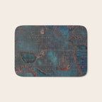 Antique Map Teal Blue and Copper Bath Mat Gallery Image 1