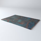Antique Map Teal Blue and Copper Rug Gallery Image 3