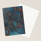 Antique Map Teal Blue and Copper Stationery Card Gallery Image 2