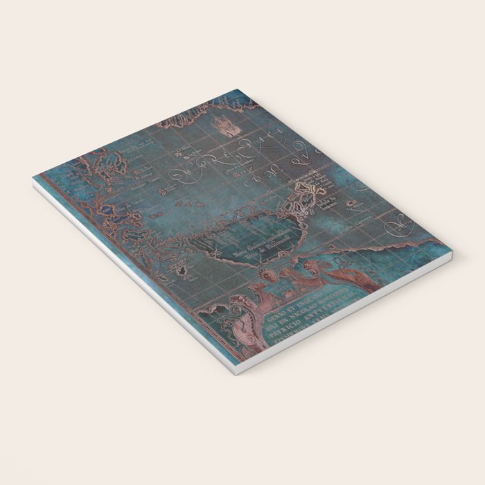 Antique Map Teal Blue and Copper Notebook Gallery Image 3